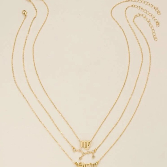 Virgo 3 pieces zodiac gold necklace - Picture 2 of 3